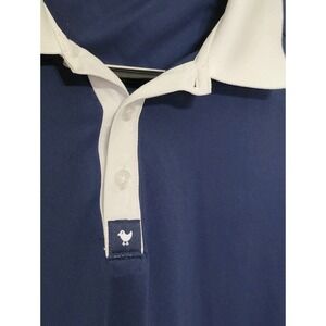Bad Birdie Men's Polo Shirt L The Tux Navy White Performance Golf UPF 50 Stretch